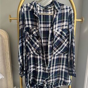 Zara Plaid Jumpsuit in Blue and White
